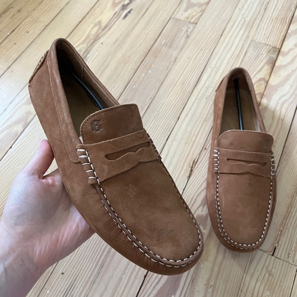 G.H. Bass Driving Loafers Mens 10.5 Brown Leather Penny Moc Toe BAZ4M401